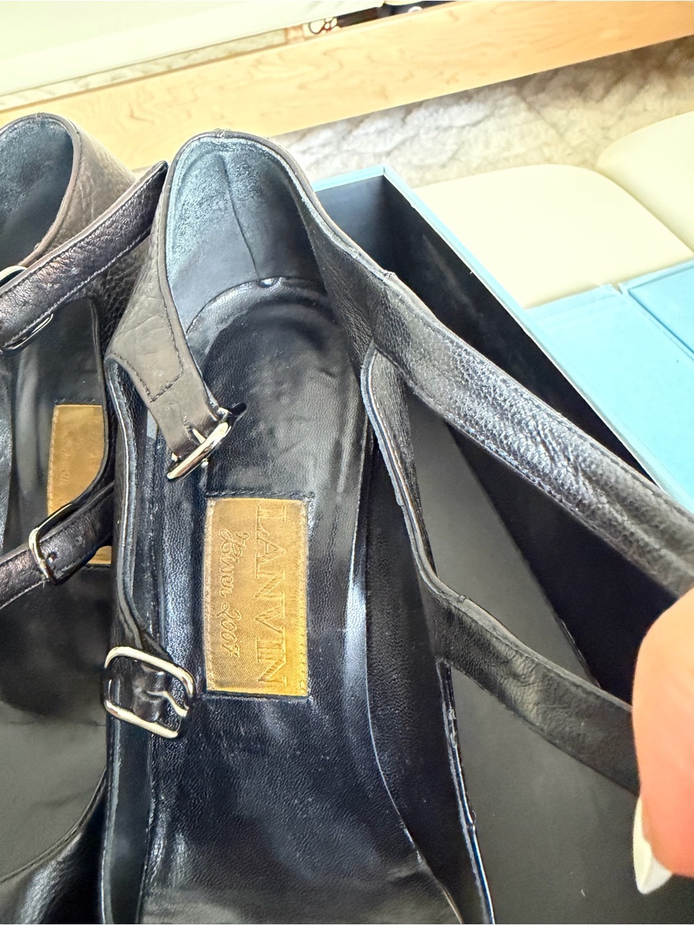 Lanvin Black Double-Strap Mary Jane Pumps - Picture 5 of 10